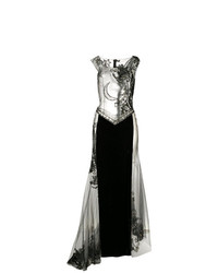 Черное бархатное вечернее платье с украшением от Gianfranco Ferre Vintage