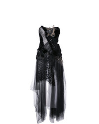 Черное бархатное вечернее платье с украшением от Trash Couture