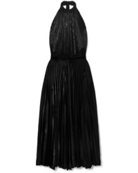 Черное бархатное вечернее платье со складками