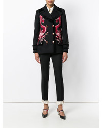 Женское черное бархатное пальто от Gucci