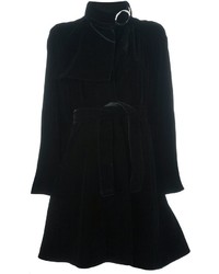 Женское черное бархатное пальто от Giorgio Armani