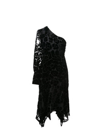 Черное бархатное платье-миди с цветочным принтом от Josie Natori