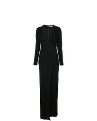 Черное вечернее платье c бахромой от Galvan