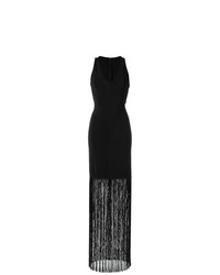 Черное вечернее платье c бахромой от Tufi Duek