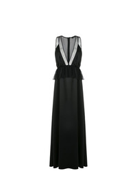 Черное вечернее платье в сеточку с рюшами от Olympiah