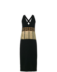 Черное вечернее платье из бисера c бахромой от Versace Collection