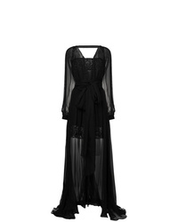 Черное вечернее платье из фатина с вышивкой от Versace