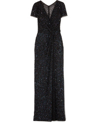 Черное вечернее платье из фатина с украшением от Jenny Packham