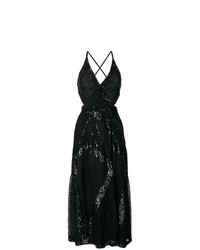 Черное вечернее платье с пайетками с вырезом от Temperley London