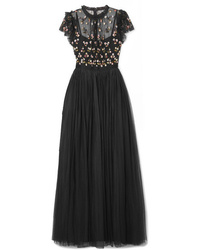 Черное вечернее платье с пайетками с вышивкой от Needle & Thread