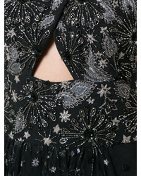 Черное вечернее платье с пайетками с вышивкой от Marchesa