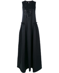 Черное вечернее платье с пайетками с вышивкой от Rochas