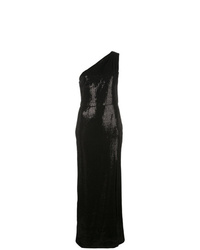Черное вечернее платье с пайетками с разрезом от Haney