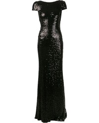 Черное вечернее платье с пайетками от Badgley Mischka