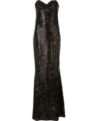 Черное вечернее платье с пайетками от Marchesa