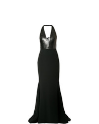 Черное вечернее платье с пайетками от Romona Keveza
