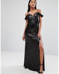 Черное вечернее платье с пайетками от TFNC