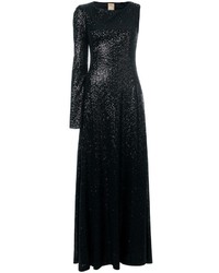 Черное вечернее платье с пайетками