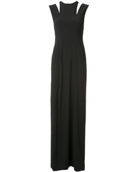Черное вечернее платье с разрезом от Halston