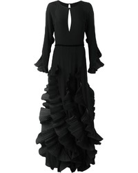 Черное вечернее платье с рюшами от Capucci