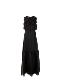Черное вечернее платье с рюшами от Giambattista Valli