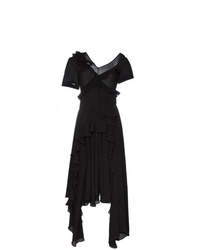 Черное вечернее платье с рюшами от Preen by Thornton Bregazzi