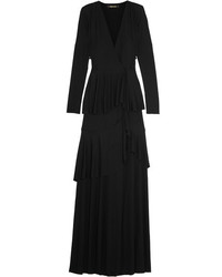 Черное вечернее платье с рюшами от Roberto Cavalli