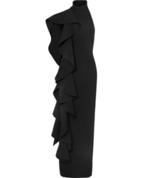 Черное вечернее платье с рюшами от SOLACE London