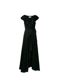 Черное вечернее платье с рюшами от Temperley London