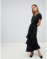 Черное вечернее платье с рюшами от Vero Moda