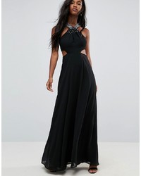 Черное вечернее платье с украшением от ASOS DESIGN