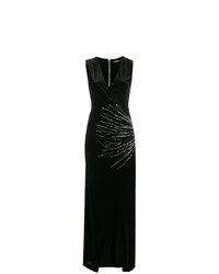 Черное вечернее платье с украшением от Balmain