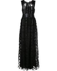 Черное вечернее платье с украшением от Marchesa