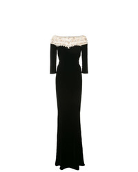 Черное вечернее платье с украшением от Marchesa