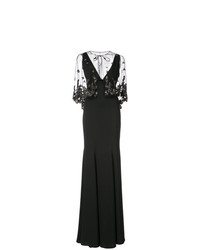 Черное вечернее платье с украшением от Marchesa Notte