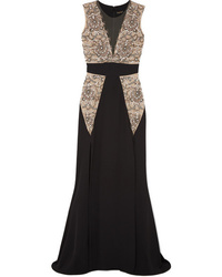 Черное вечернее платье с украшением от Reem Acra