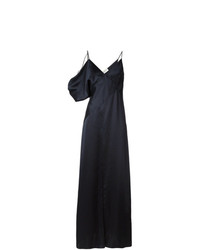 Черное вечернее платье с украшением от Saint Laurent
