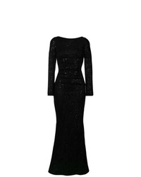Черное вечернее платье с украшением от Talbot Runhof