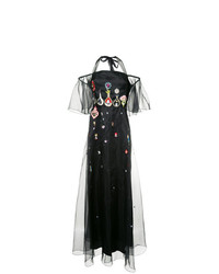 Черное вечернее платье с украшением от Temperley London