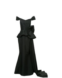 Черное вечернее платье с цветочным принтом от Bambah