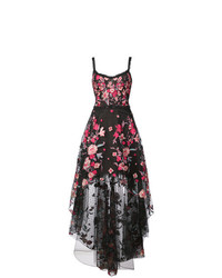 Черное вечернее платье с цветочным принтом от Marchesa Notte