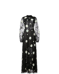 Черное вечернее платье с цветочным принтом от Sachin + Babi