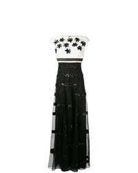Черное вечернее платье с цветочным принтом от Talbot Runhof