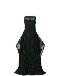 Черное вечернее платье с цветочным принтом от Talbot Runhof