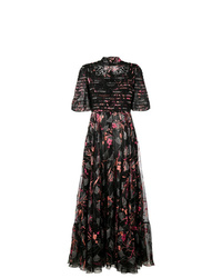 Черное вечернее платье с цветочным принтом от Valentino