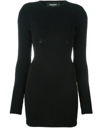 Черное вязаное облегающее платье от Dsquared2