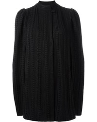Черное вязаное пальто-накидка от Alexander McQueen
