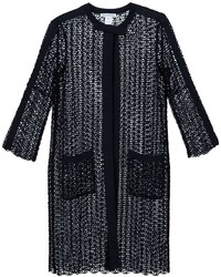 Женское черное вязаное пальто от Oscar de la Renta