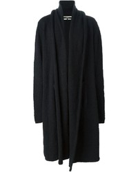 Женское черное вязаное пальто