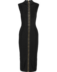 Черное вязаное платье-миди от Balmain